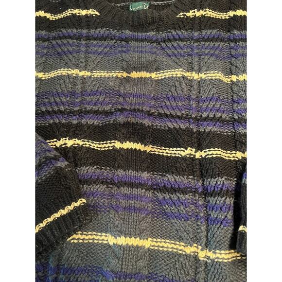 IZod Stripes Shetland Wool Sweater Size XL Vintage Note - Picture 2 of 5